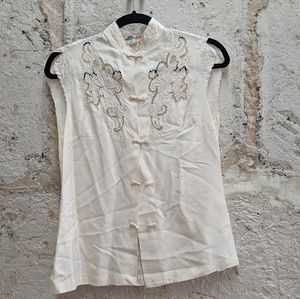 Vintage Hand Embroidered Silk Top